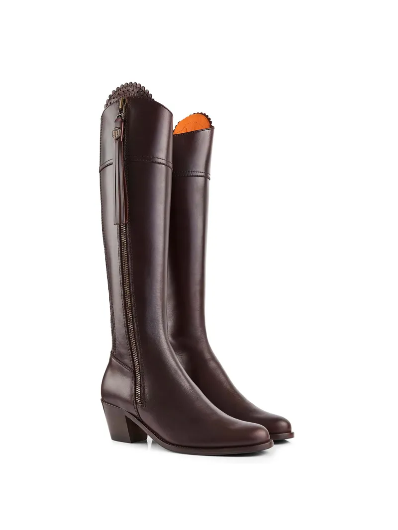 Fairfax and Favor Regina Heeled Boots Narrow Fit in Mahogany Leather-1