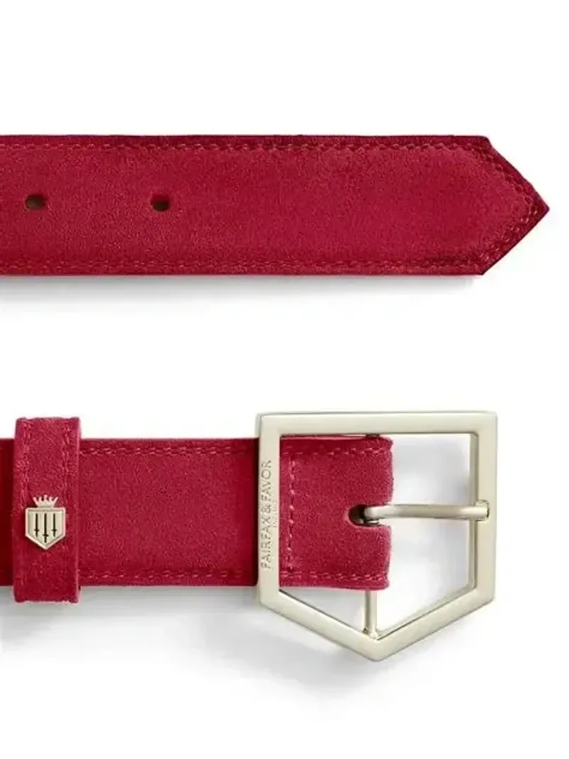 Fairfax and Favor Felbrigg Belt in Cherry Suede-1