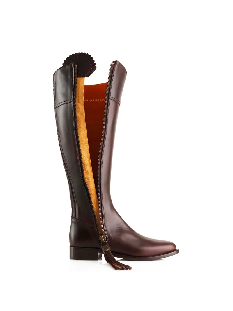 Fairfax and Favor Regina Flat Boot Regular Fit in Mahogany Leather-1