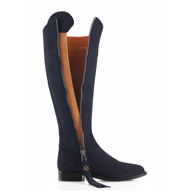 Fairfax and Favor Regina Flat Boot Regular Fit in Navy Suede-3