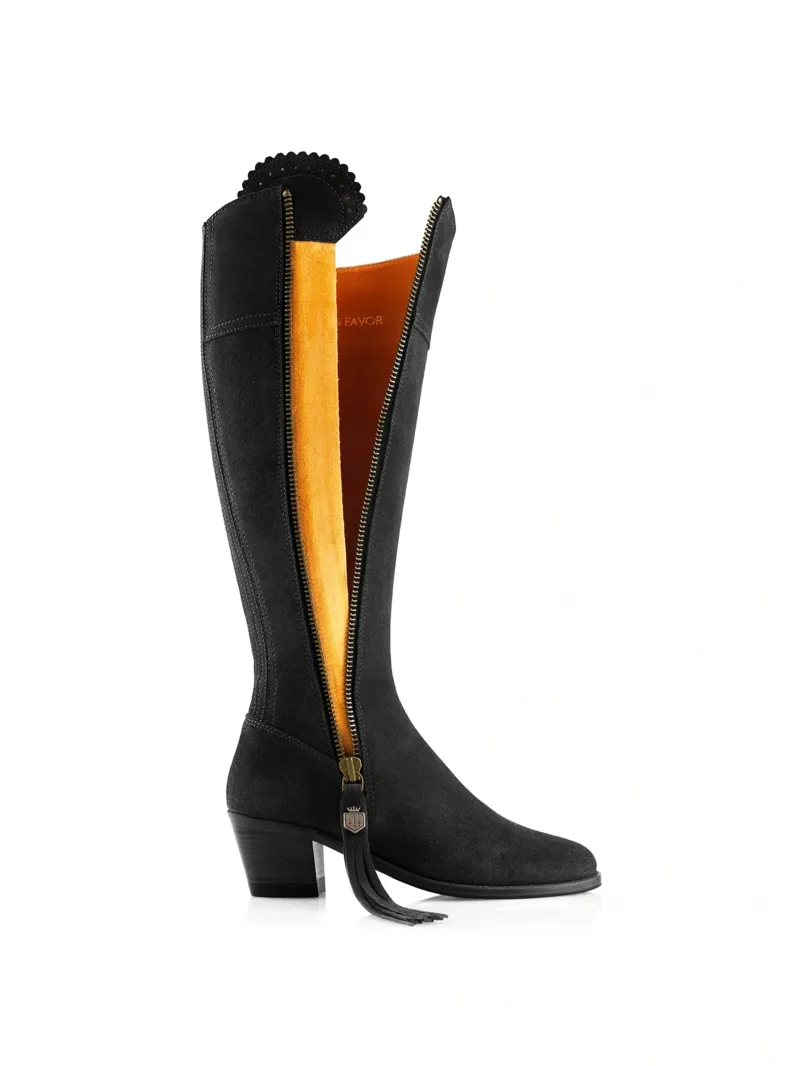 Fairfax and Favor Regina Heeled Boots Regular Fit in Black Suede-3