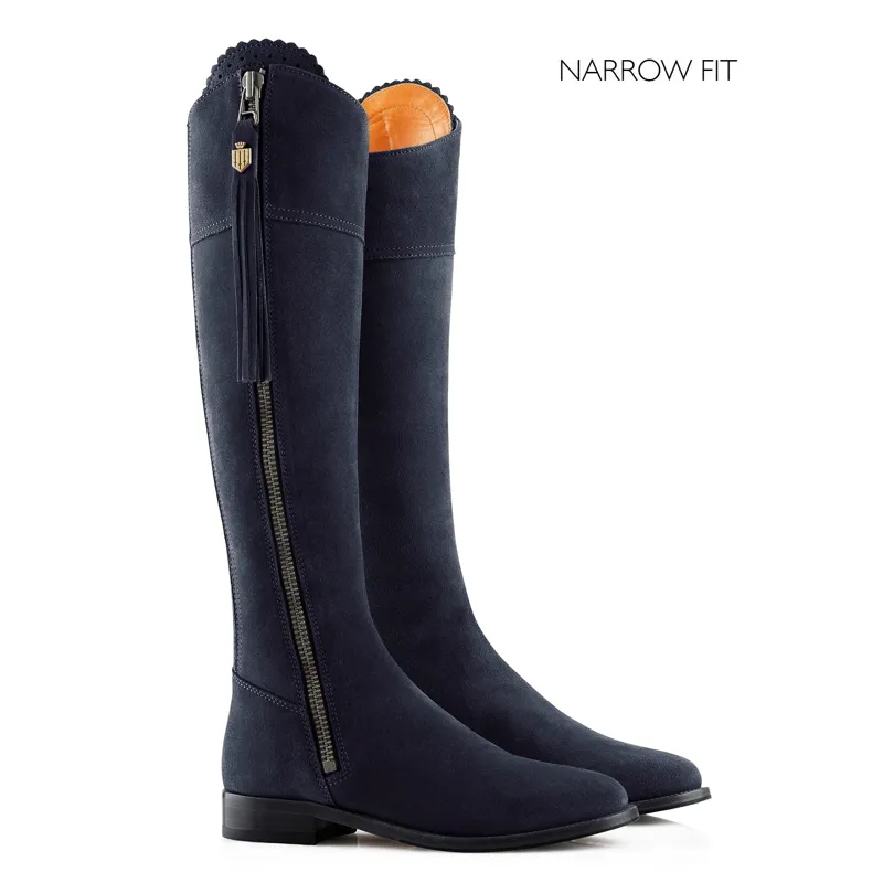 Fairfax and Favor Regina Flat Boots Narrow Fit in Navy Suede-4