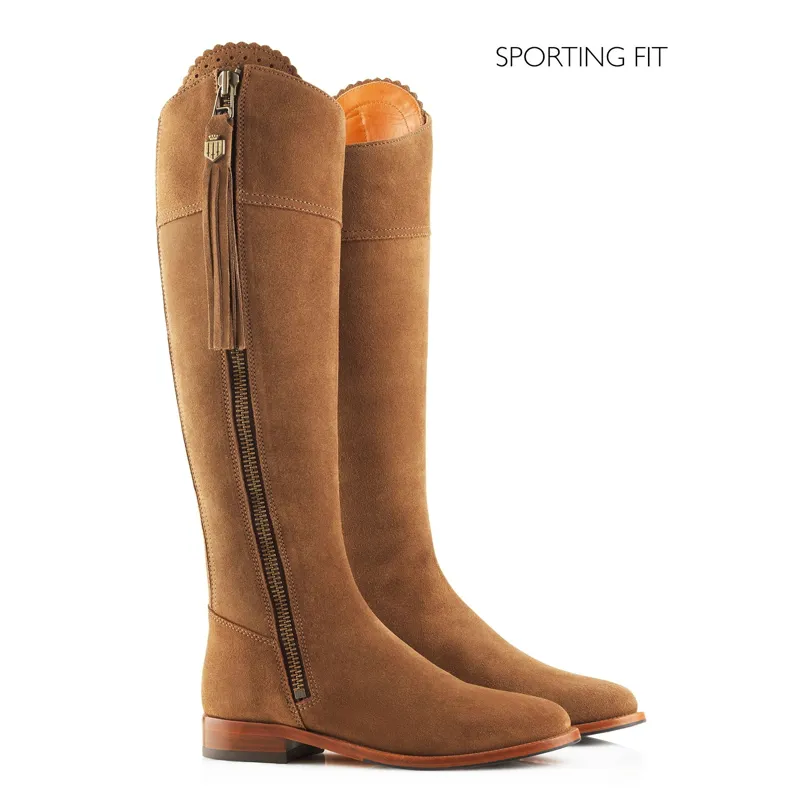 Fairfax and Favor Regina Flat Boots Sporting Fit in Tan Suede-1