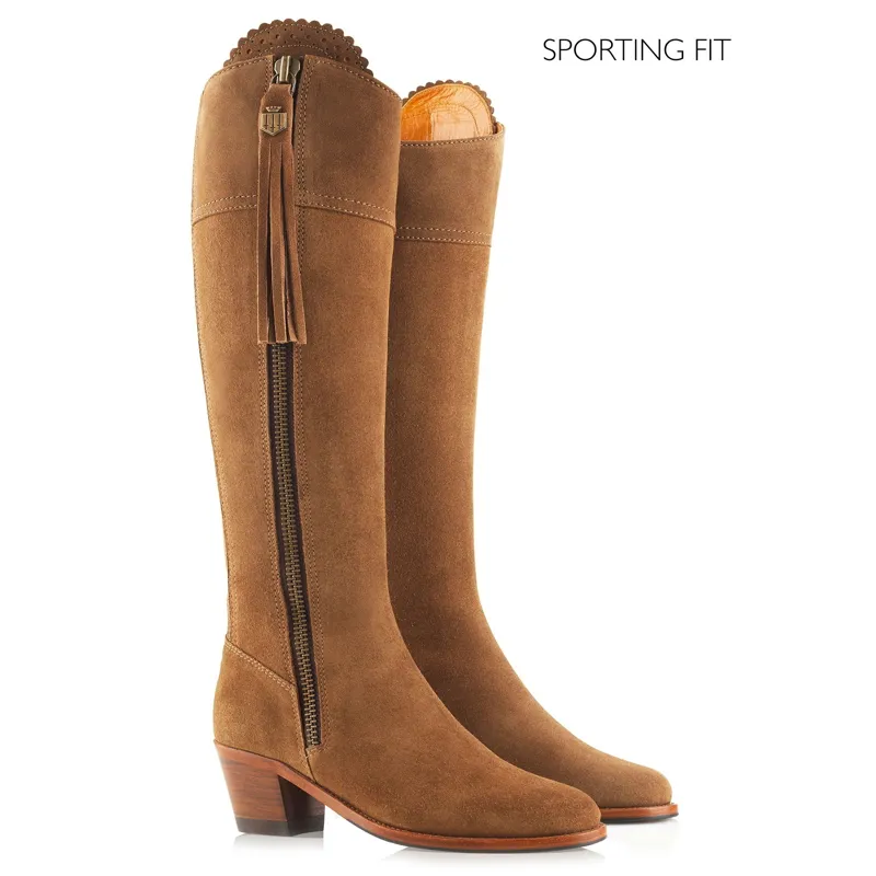 Fairfax and Favor Regina Heeled Boots Sporting Fit in Tan Suede-1