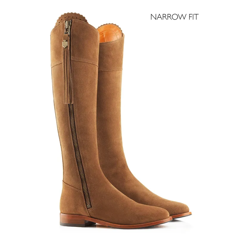 Fairfax and Favor Regina Flat Boots Narrow Fit in Tan Suede-1