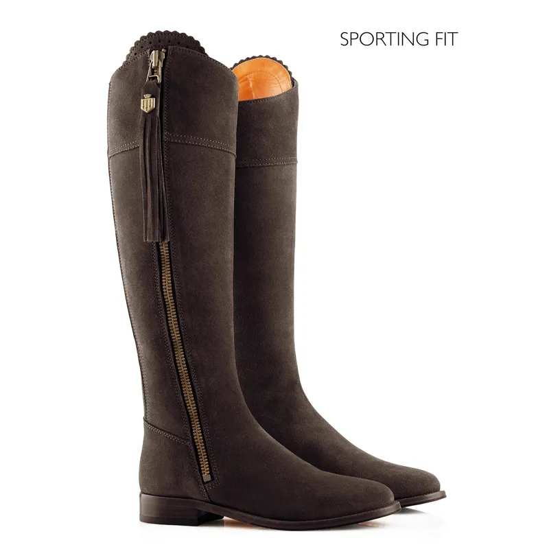 Fairfax and Favor Regina Flat Boots Sporting Fit in Chocolate Suede-4