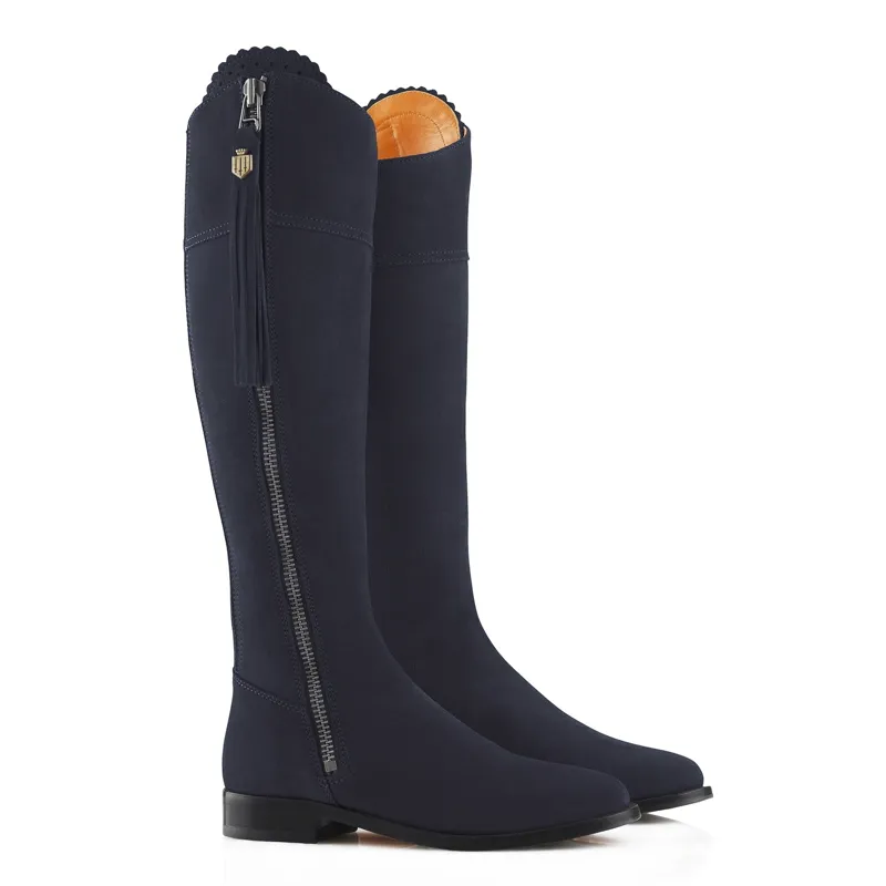 Fairfax and Favor Regina Flat Boot Regular Fit in Navy Suede-4