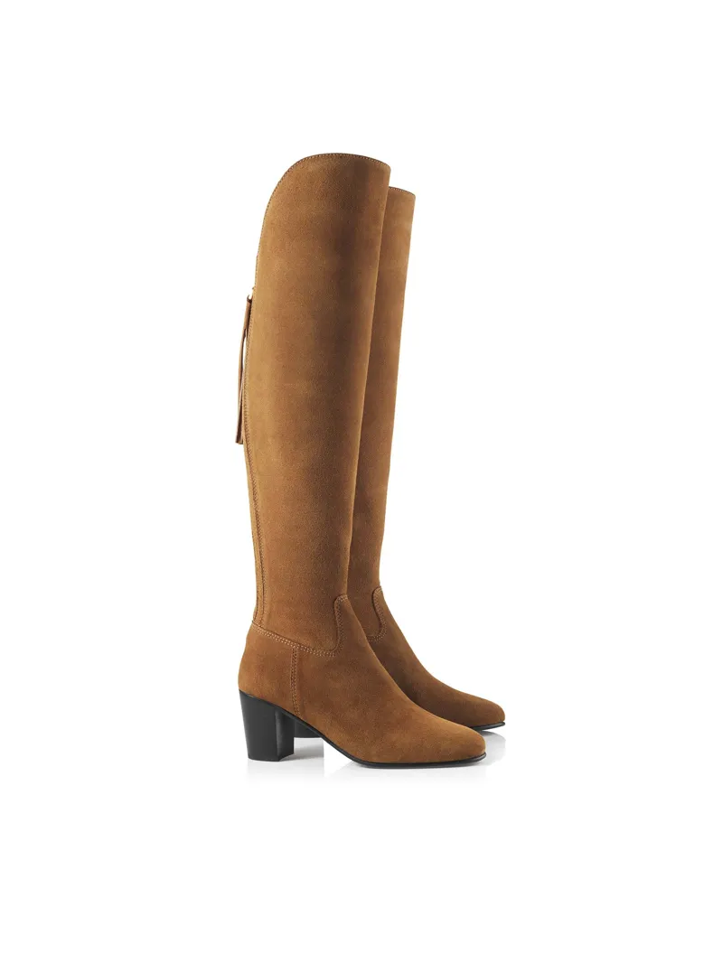 Fairfax and Favor Amira Heeled Over The Knee Boot in Tan Suede-1