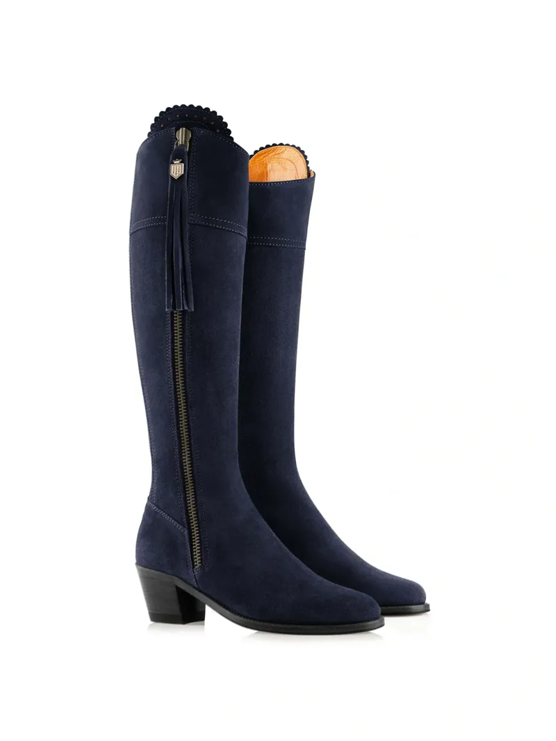 Fairfax and Favor Regina Heeled Boots Regular Fit in Navy Suede-1