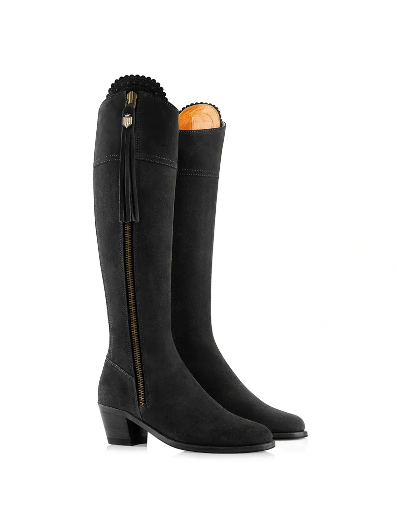 Fairfax and Favor Regina Heeled Boots Regular Fit in Black Suede-1