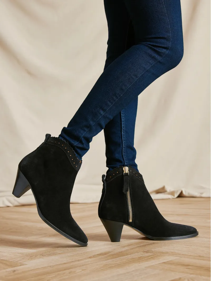 Fairfax and Favor Regina Ankle Boot in Black Suede-1