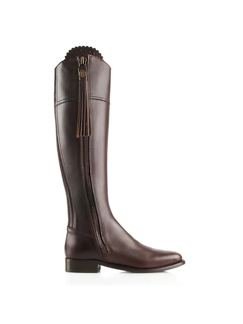 Fairfax and Favor Regina Flat Boot Regular Fit in Mahogany Leather