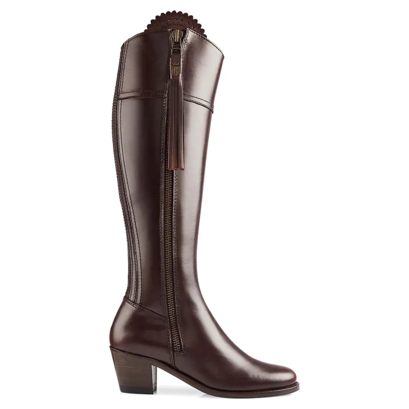 Fairfax and Favor Regina Heeled Boot Sporting Fit in Mahogany Leather