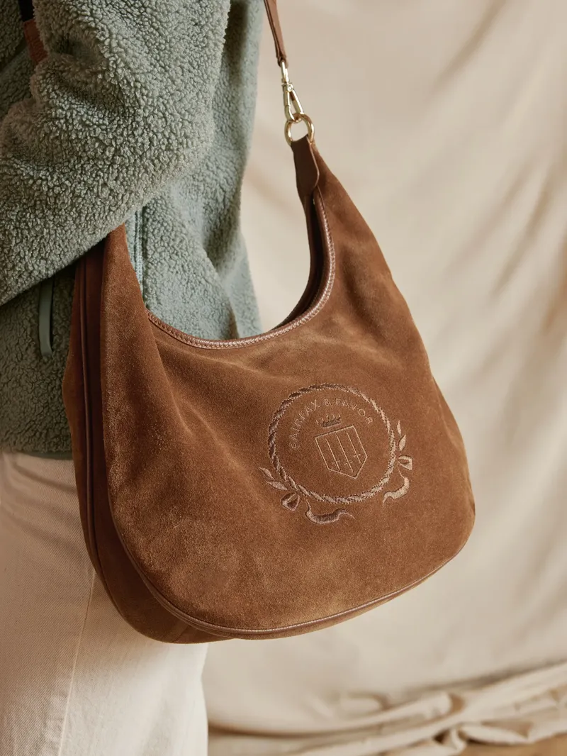 Fairfax and Favor Richmond Hobo Bag in Tan Suede-4