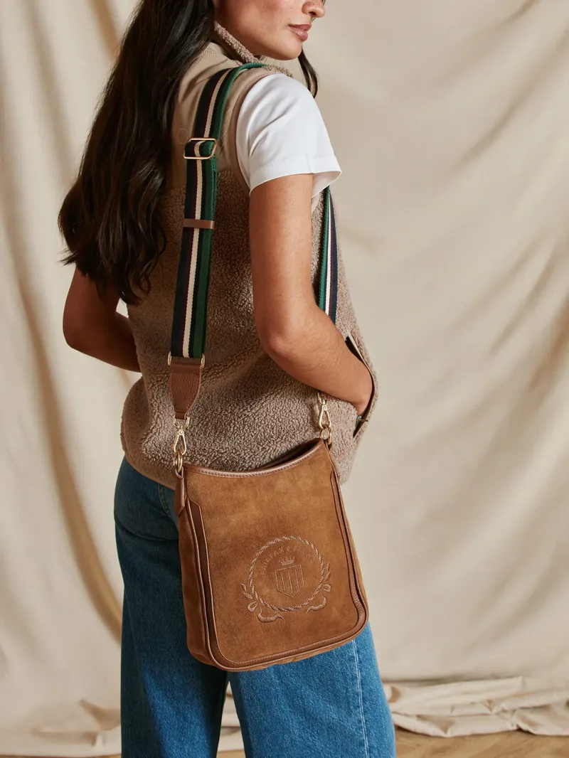 Fairfax and Favor Richmond Messenger Bag in Tan Suede-4
