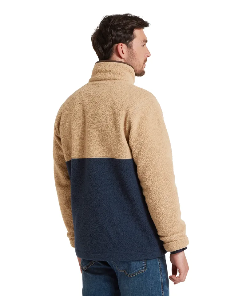 Schoffel Berkeley Retro Quarter Zip Fleece in Tan/True Navy-4