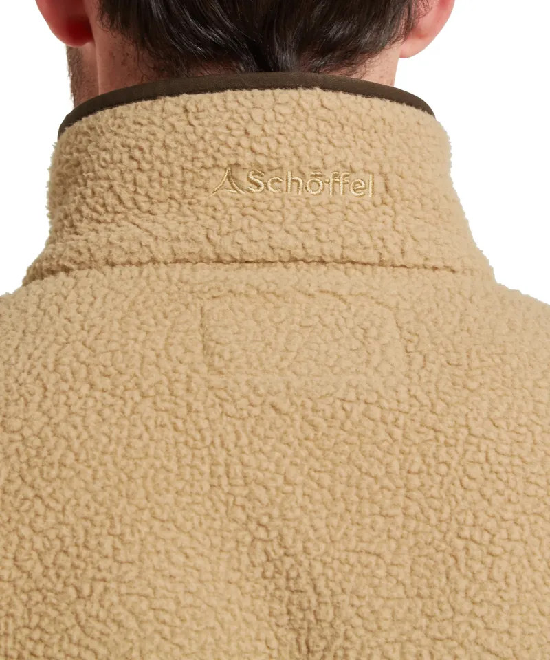 Schoffel Berkeley Retro Quarter Zip Fleece in Tan/True Navy-3