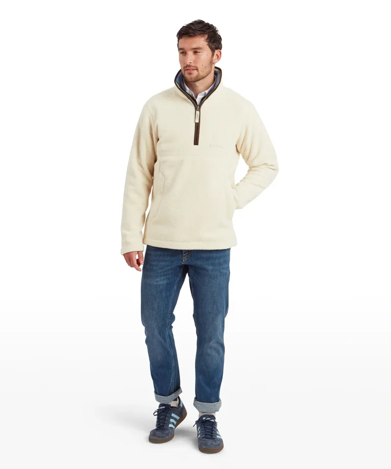 Schoffel Berkeley Retro Quarter Zip Fleece in Ecru-2