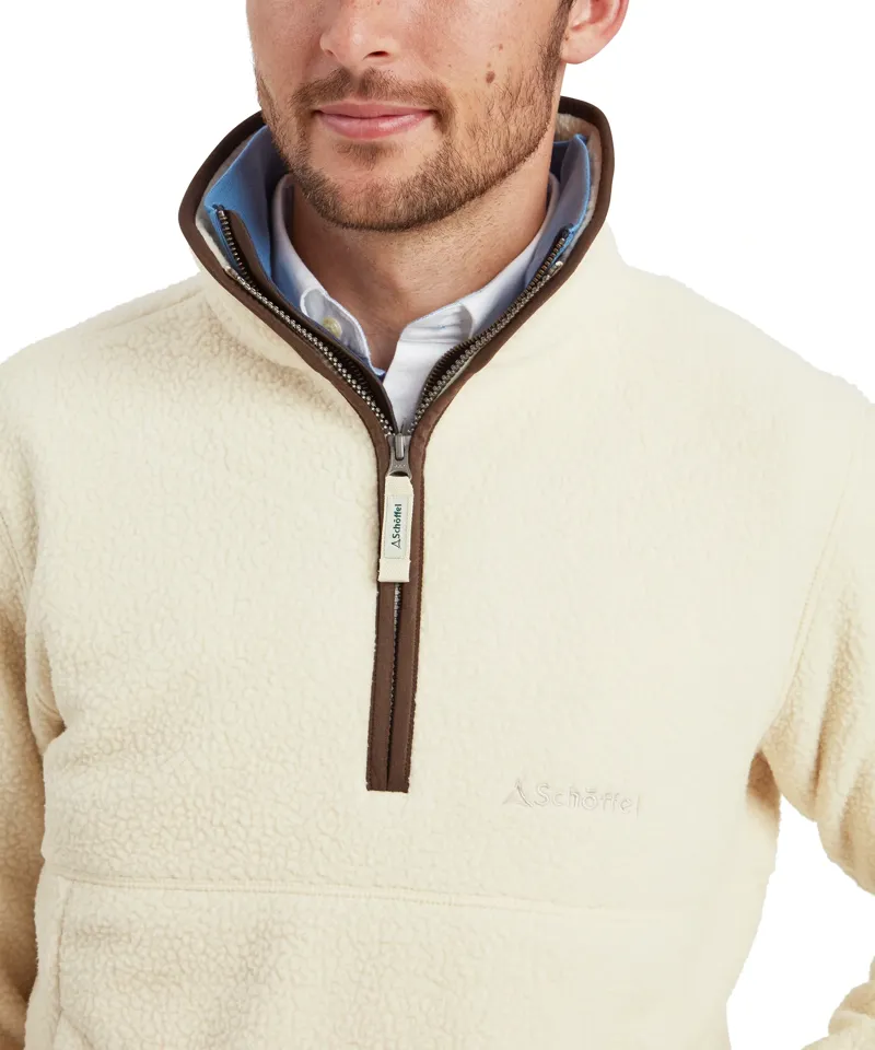 Schoffel Berkeley Retro Quarter Zip Fleece in Ecru-4