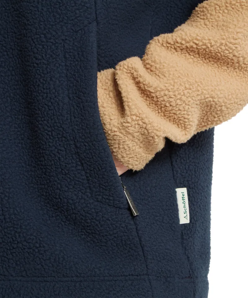 Schoffel Berkeley Retro Quarter Zip Fleece in Tan/True Navy-6