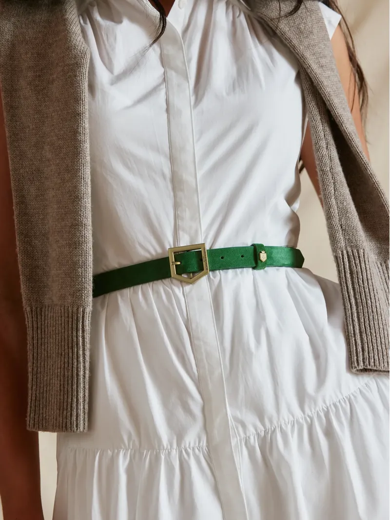 Fairfax and Favor Sennowe Belt in Clover Green Suede-2