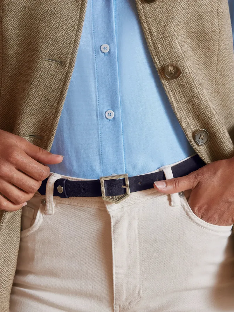 Fairfax and Favor Sennowe Belt in Navy Suede-3