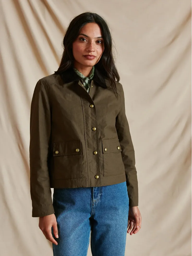 Fairfax and Favor Tabitha Short Wax Jacket in Khaki-3