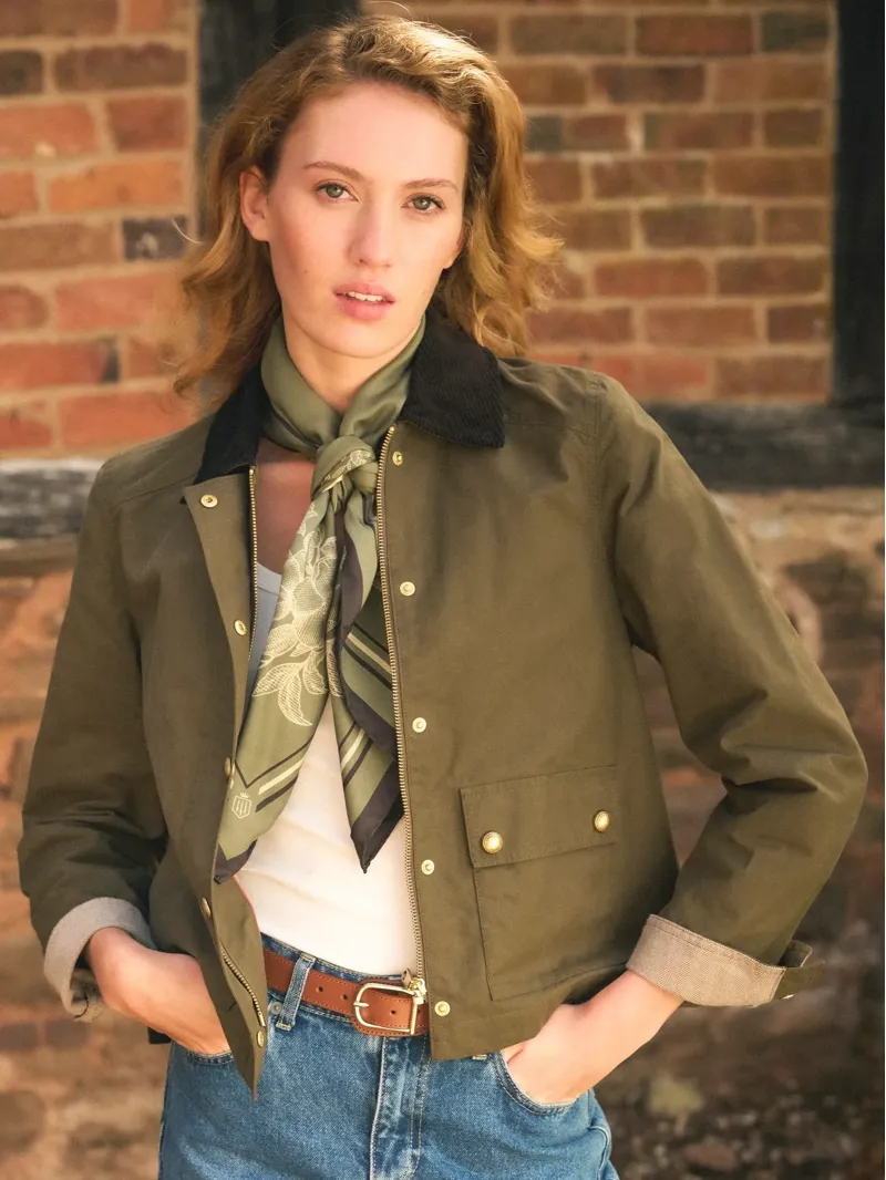 Fairfax and Favor Tabitha Short Wax Jacket in Khaki-2