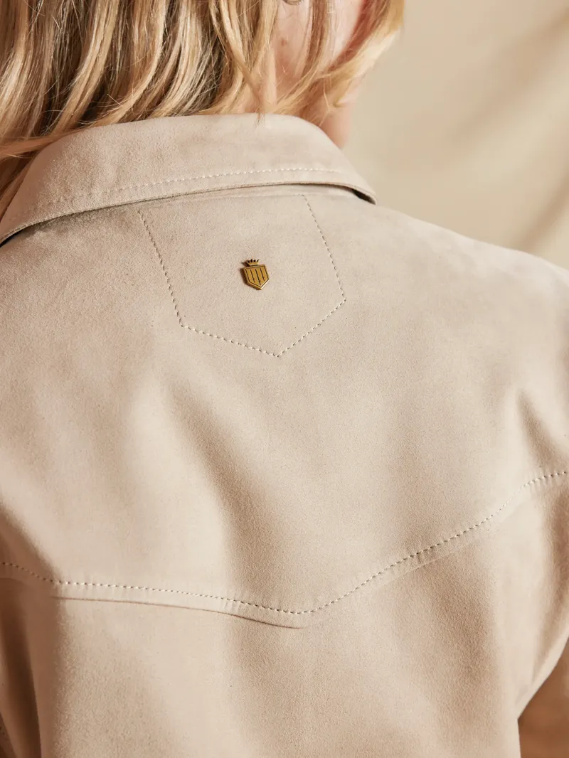 Fairfax and Favor Thea Biker Jacket in Stone Suede-5