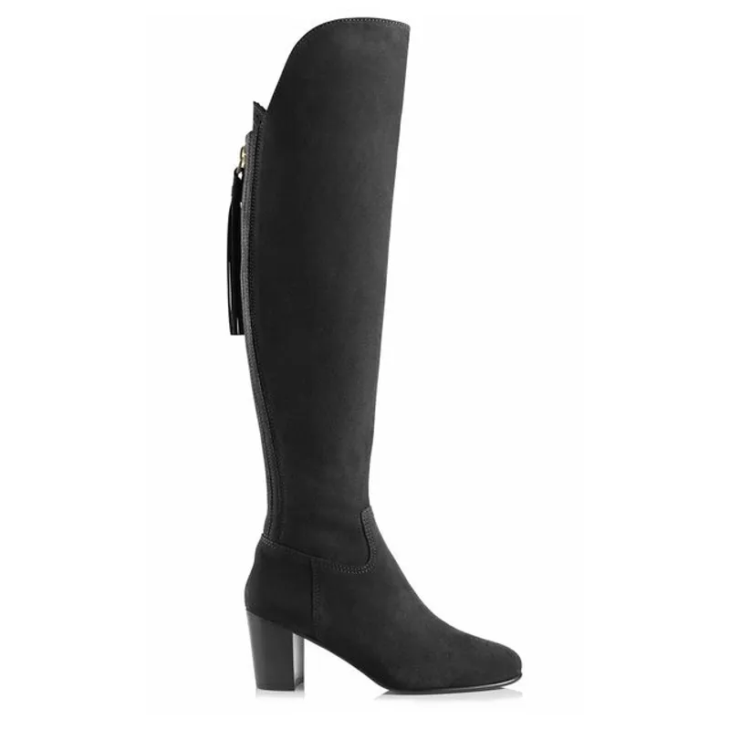 Fairfax and Favor Amira Heeled Over The Knee Boot in Black Suede