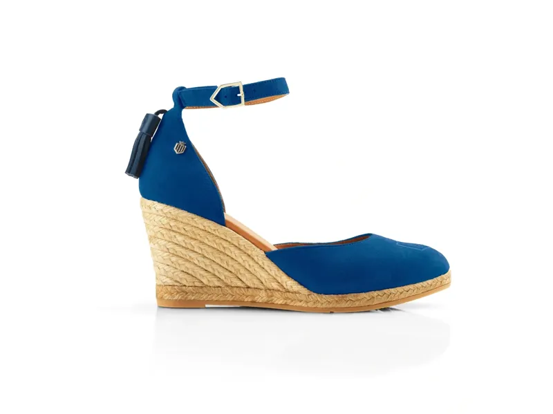 Fairfax and Favor Monaco Wedge Sandal in Porto Blue